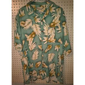 Paradise Coves 100% silk Hawaiian shirt vintage tropical leaf floral prints Size